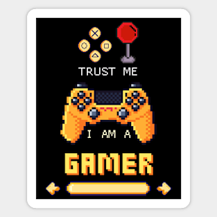 Trust Me I Am A Gamer - Yellow Text With Pixel Controller Magnet